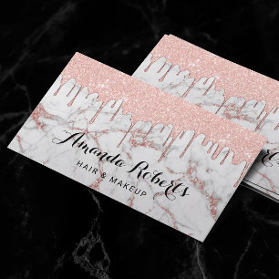 Modern Rose Gold Marble Makeup Artist Hair Salon Business Card