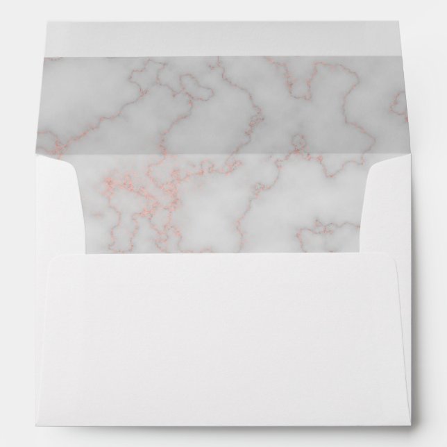 Modern Rose Gold Marble Stone Wedding 5x7 Envelope (Back (Bottom))