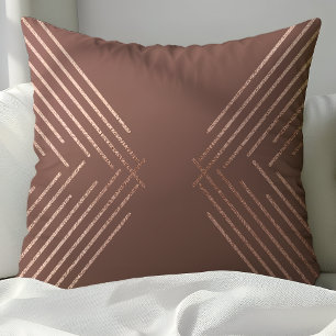 Modern Rose Gold Mauve Geometric Pattern Cushion