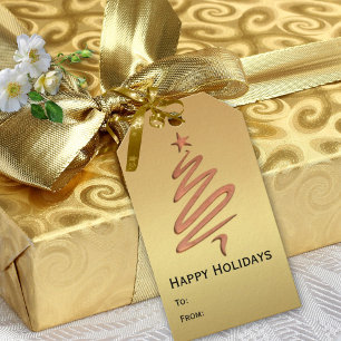 Modern Rose Gold Metallic Holidays Gift Tag