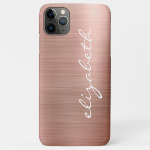Modern Rose Gold Metallic Personalised Script iPhone 11 Pro Max Case