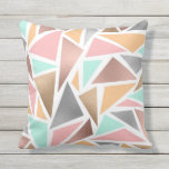 Modern Rose Gold Mint Metallic Triangles Geometric Cushion<br><div class="desc">This modern, girly, and trendy geometric design is inspired by current fashion trends, combining metallic with geo prints and popular colour schemes. It features faux printed rose gold, gold, silver, mint teal green, medium pink, and golden yellow triangles on a simple white background. This is the perfect design to exude...</div>