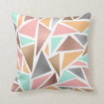 Modern Rose Gold Mint Metallic Triangles Geometric Cushion<br><div class="desc">This modern, girly, and trendy geometric design is inspired by current fashion trends, combining metallic with geo prints and popular colour schemes. It features faux printed rose gold, gold, silver, mint teal green, medium pink, and golden yellow triangles on a simple white background. This is the perfect design to exude...</div>