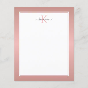 Modern Rose Gold Monogram Chic Girly Note Card
