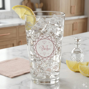 Modern Rose Gold Monogram Geometric v2 Glass