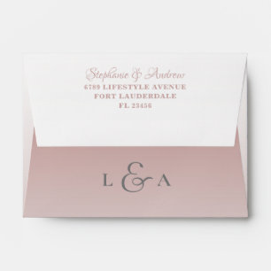 Modern Rose Gold Monogram Wedding Envelope