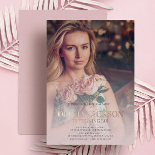 Modern Rose Gold Photo Birthday Party