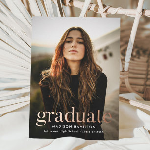 Modern Rose Gold Photo Graduation Announcement