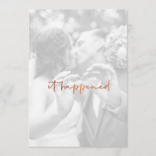 Modern Rose Gold Photo Just Married Reception Invitation