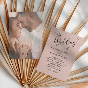 Modern Rose Gold & Photo Wedding Invitation