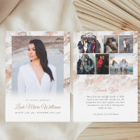 Modern Rose Gold Pink Marble Memorial Funeral 