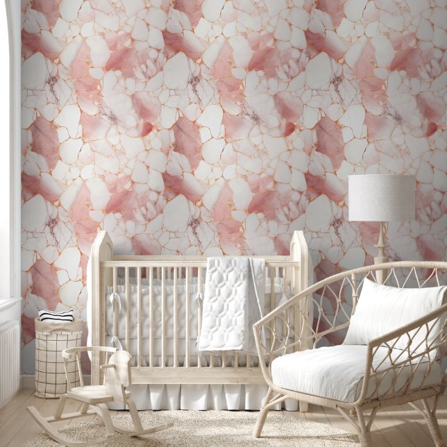 Modern Rose Gold Pink Marble  Wallpaper (Kids)