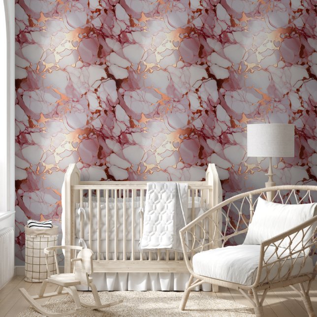 Modern Rose Gold Pink Marble  Wallpaper (Kids)