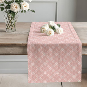 Modern Rose Gold Plaid Table Runner Home Decor
