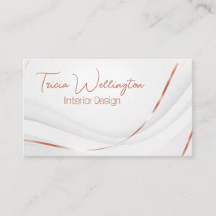 Modern Rose Gold Ribbon Business Card