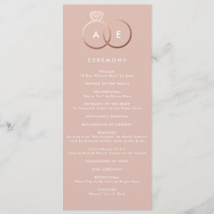 Modern Rose Gold Rings Custom Wedding Program