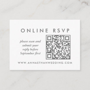 Modern Rose Gold Rings Wedding Online QR Code RSVP Enclosure Card