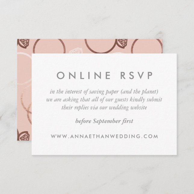 Modern Rose Gold Rings Wedding Online RSVP Card (Front/Back)