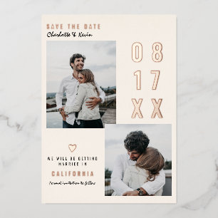 Modern rose gold save the date wedding 2 photos