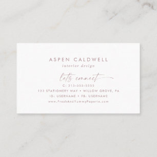 Modern Rose Gold Script Business Card