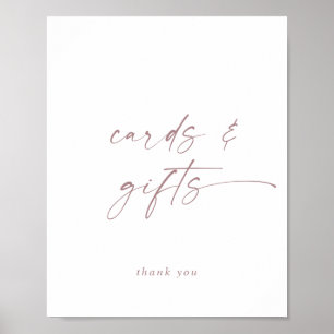 Modern Rose Gold Script Cards and Gifts Sign