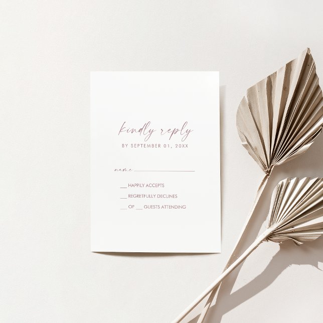 Modern Rose Gold Script Minimal Simple RSVP Card (Modern Rose Gold Script Minimal Simple RSVP Card)