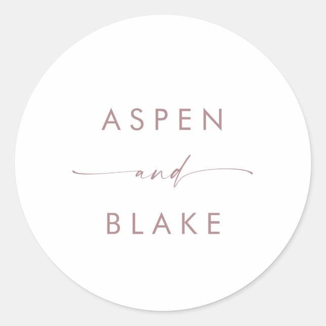 Modern Rose Gold Script Wedding Envelope Seals (Front)