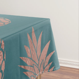 Modern Rose Gold Teal Green Pineapple Pattern Tablecloth
