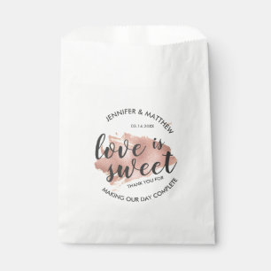 Modern Rose Gold Texture Love is Sweet Wedding Favour Bag