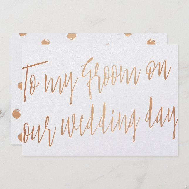 Modern Rose Gold To my groom on our wedding day Invitation (Front/Back)