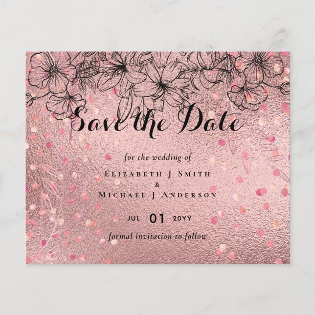 Modern Rose Gold Trendy Budget Wedding (Front)