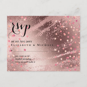 Modern Rose Gold Trendy Budget Wedding Postcard