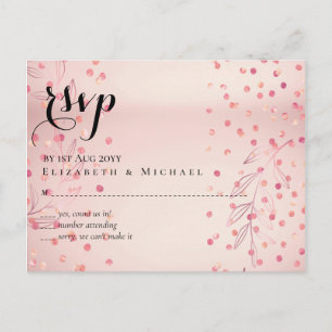 Modern Rose Gold Trendy Budget Wedding Postcard