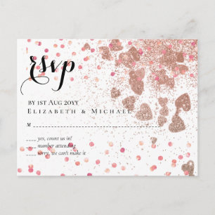 Modern Rose Gold Trendy Budget Wedding Postcard