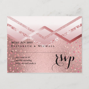Modern Rose Gold Trendy Budget Wedding Postcard