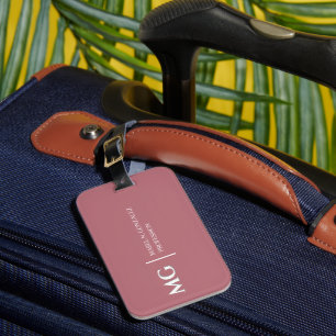 Modern Rose Gold Trendy Stylish Monogram Luggage Tag