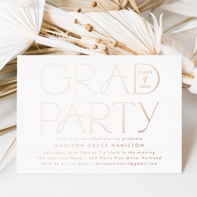 Modern Rose Gold Typography Graduation Party (Creator Uploaded)