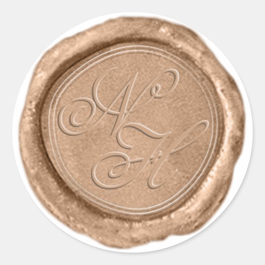Modern Rose Gold Wax Seal Monogram Wedding Sticker