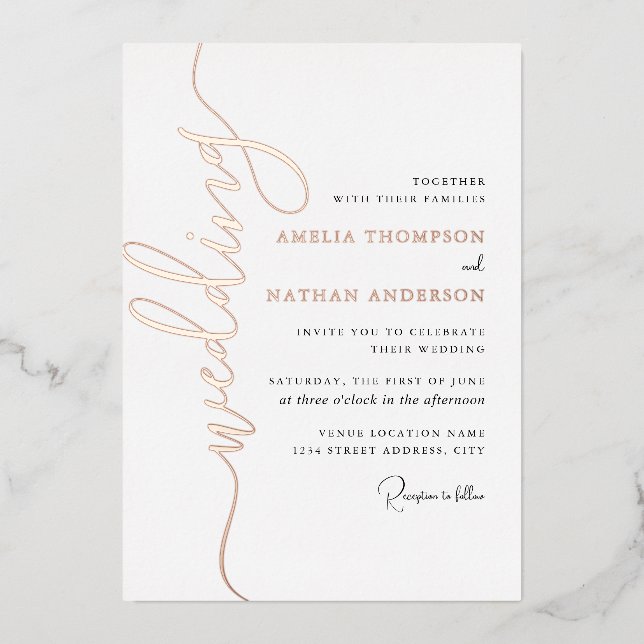 Modern Rose Gold Wedding  (Front)
