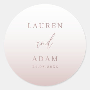 Modern Rose Gold Wedding Monogram  Classic Round Sticker
