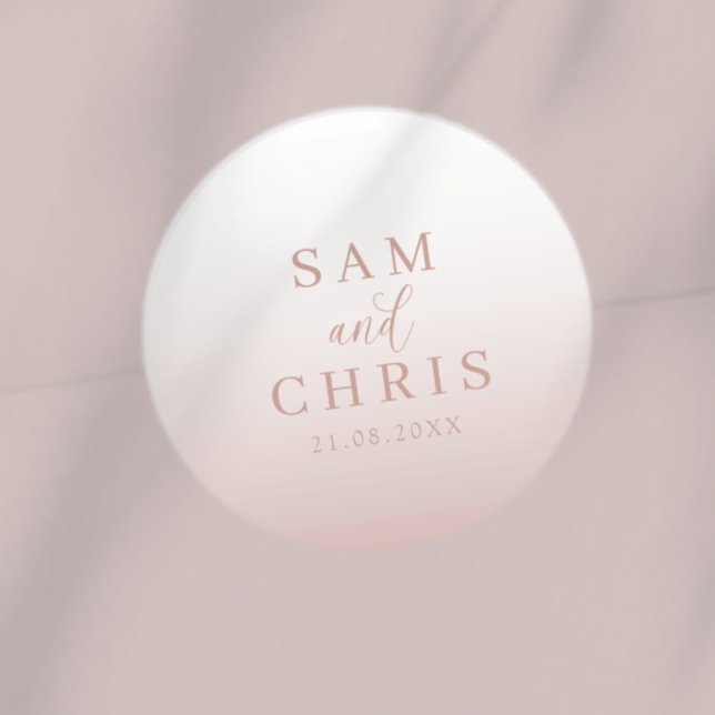Modern Rose Gold Wedding Monogram  Classic Round Sticker (Creator Uploaded)