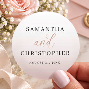 Modern Rose Gold Wedding Monogram  Classic Round Sticker