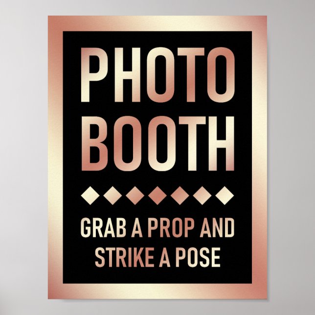 Modern Rose Gold Wedding Photo Booth Sign (Front)