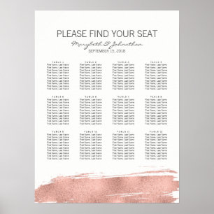 Modern Rose Gold Wedding Seating Chart Sign