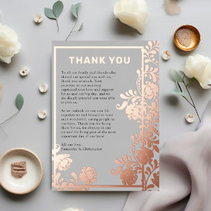 Modern Rose Gold Wedding Thank You Card