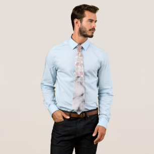 Modern Rose Gold White Marble Geometric Ombre Tie