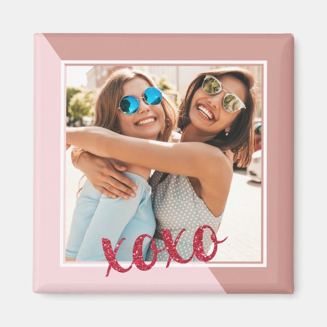 Modern Rose Gold XOXO Galentine's Day Bestie Magnet (Front)