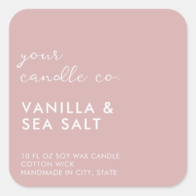 Modern Rose Minimalist Candle Label (Front)