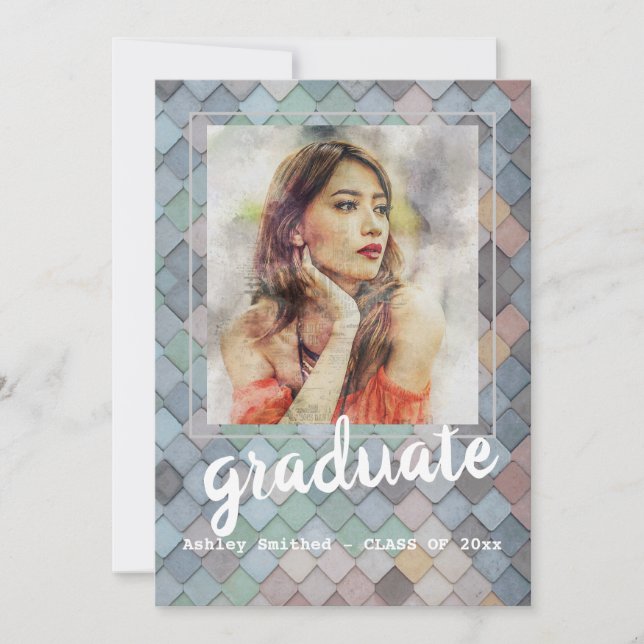 Modern Rose Photo Frame Graduation Party Invitation (Front)