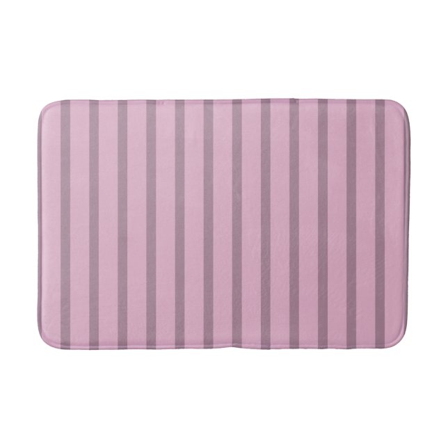 Modern Rose Pink and Mauve Striped Bath Mat (Front)